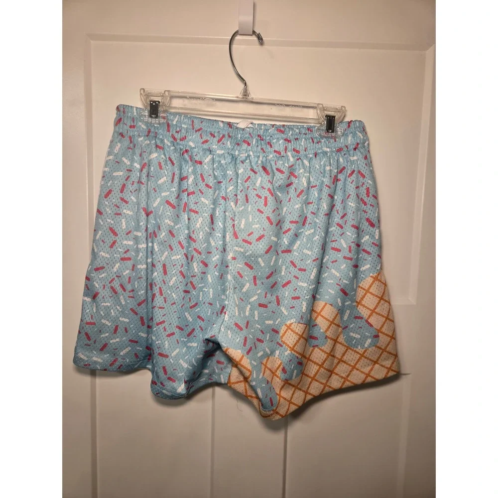 101 Apparel Ice Cream Cone Mesh Shorts Mens Medium Blue Sprinkles Waffle Cone